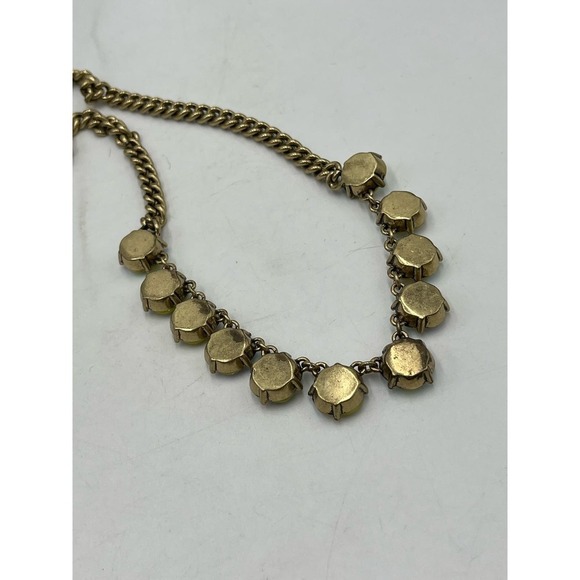 J. Crew Yellow Opalescent AB Gold Tone Glowing Square Rhinestone Necklace‎ - Picture 9 of 13